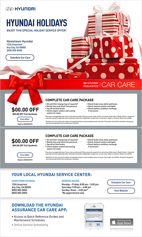 National dealerized parts and service offers landing page microsite example