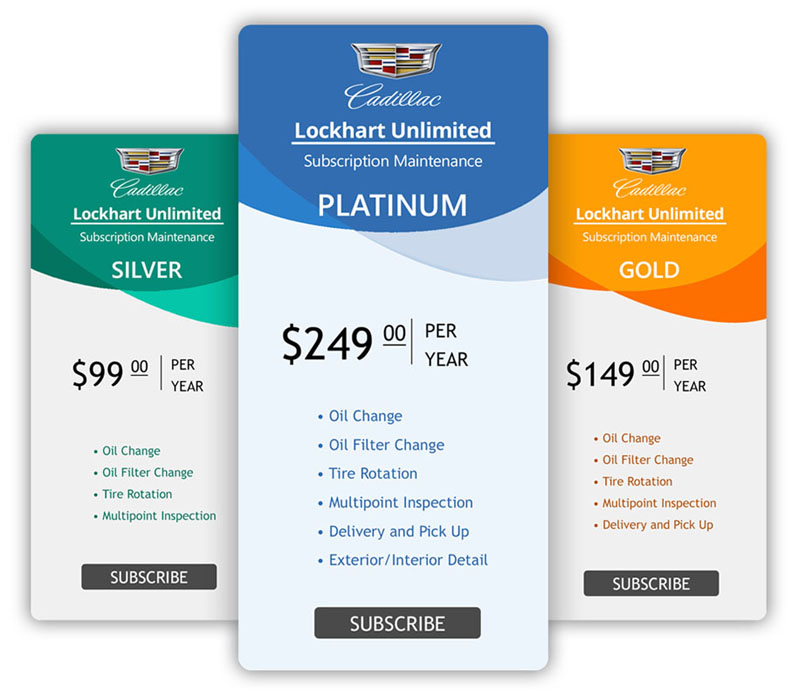 Example of Lockhart Unlimited subscription maintenance menu