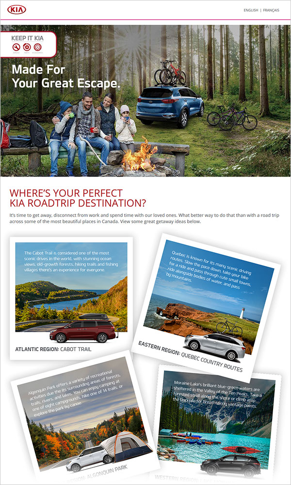 Example national OEM lifestyle landing page