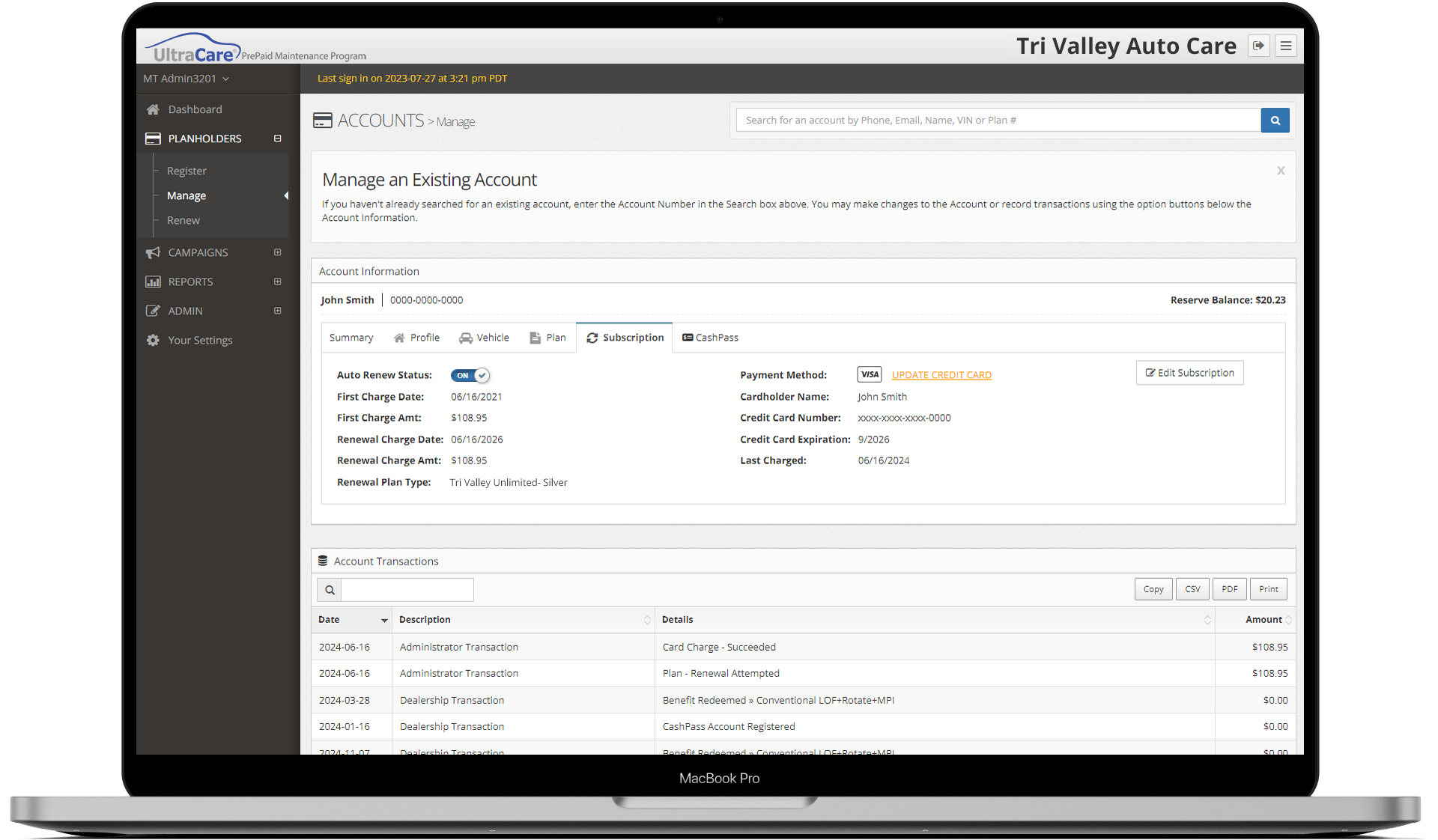 UltraCare Portal Screenshot