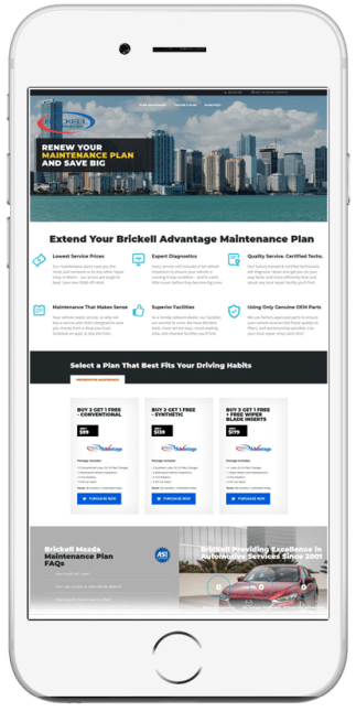 Mockup of iPhone with UltraCare plan renewal web site on screen