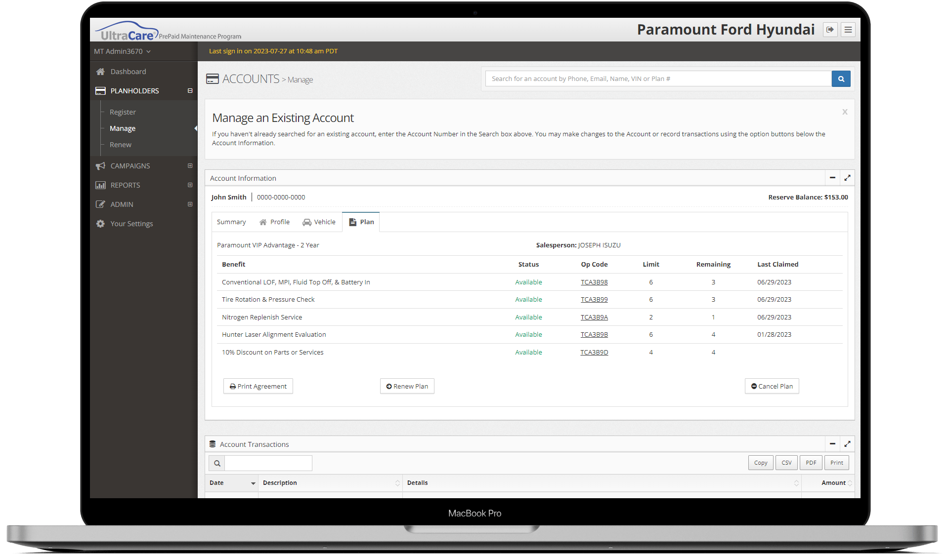 LoyaltyTrac Portal Screenshot