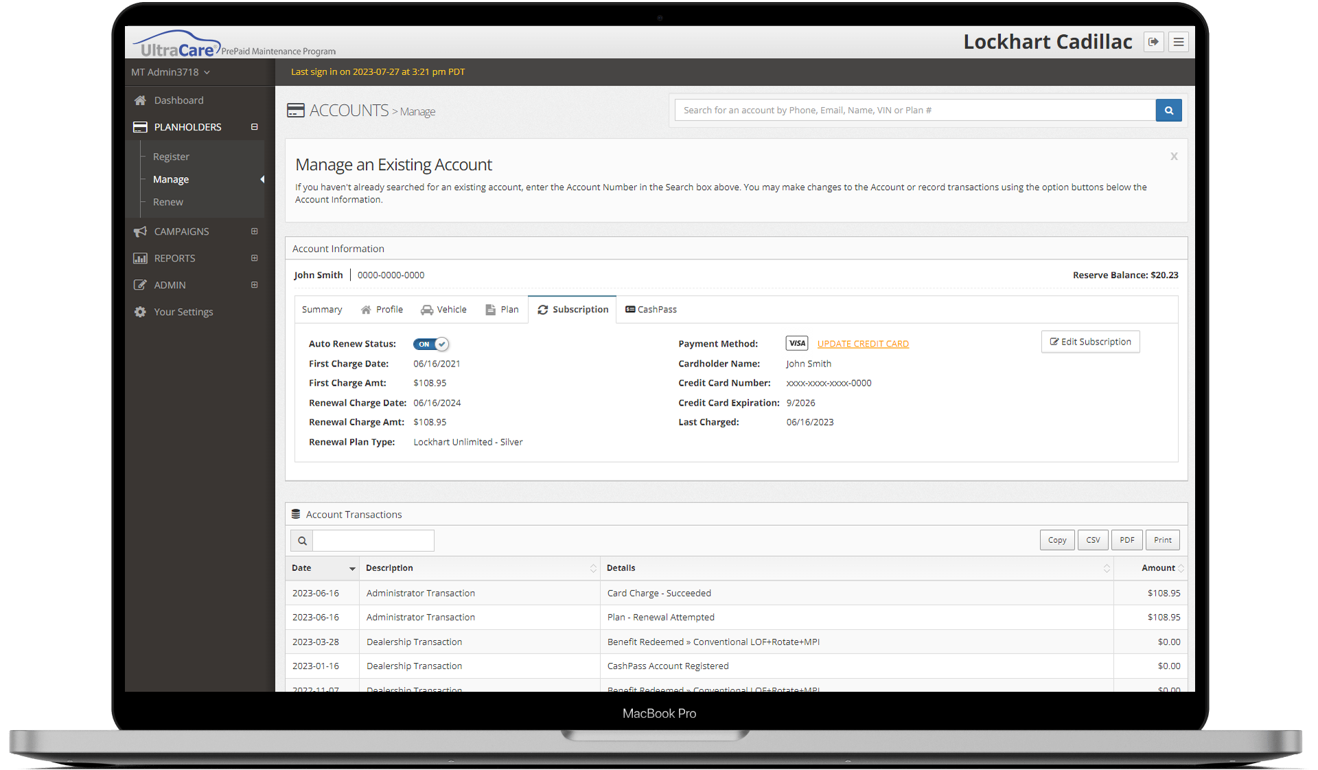 LoyaltyTrac Portal Screenshot